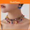 Bohemian Floral Necklace And Earrings Set With Alloy Pendant For Women