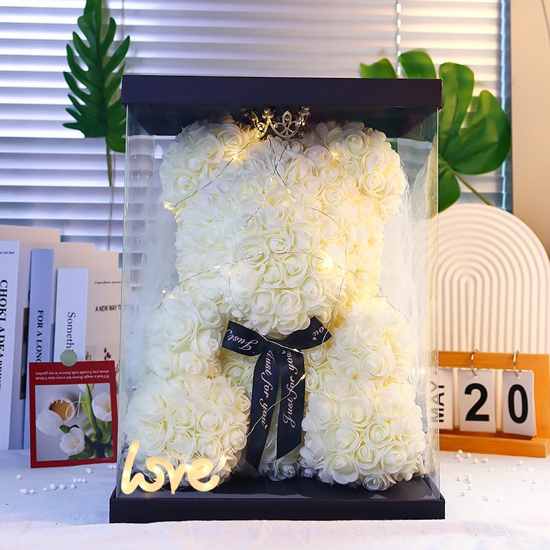 Eternal Flower Crown & Veil: Rose Bear Gift Box for Birthdays, Valentine's, Qixi, & Christmas