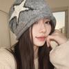 Pile Hat Women's Retro Knitted Bag Hat New Big Head Circumference Confinement Hat Autumn and Winter Ear Protection Cold Hat