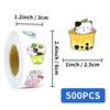 500 Sheets/Roll Cup Cat Sticker Roll Sticker Cute Wind Decorative Sticker Material Sealing Sticker