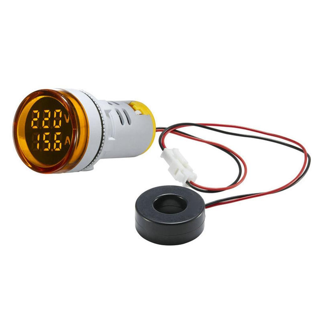 Digital Voltage and Current Meter 0-100A AC20-380V 22mm Round LED Display