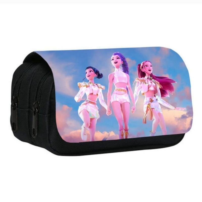 Kpop DHunter Student Etui Grote Meerlaagse Pennentas voor Meisjes School Pennentas Cartoon Demon Pennendoos Pennenhouder Etui