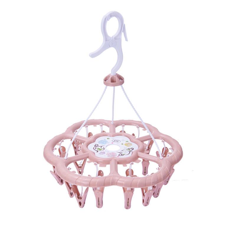 Versatile Plastic Clothing Drying Rack With 24 Clips For Efficient Air Drying