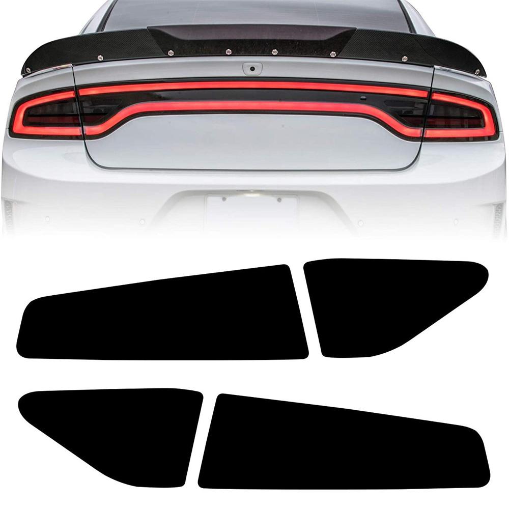 4 Pièces Couvercle d'Optique Arrière Teinté Fumé Garniture Autocollant Décalcomanie Pour Dodge Charger 2015-2022