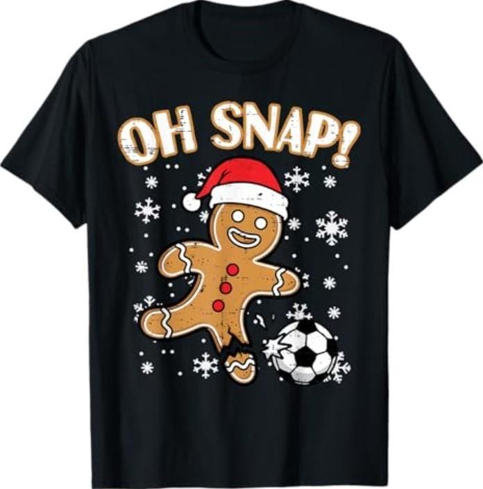 Christmas Gingerbread Soccer Oh Snap Funny Xmas T-Shirt Unisex T-Shirt
