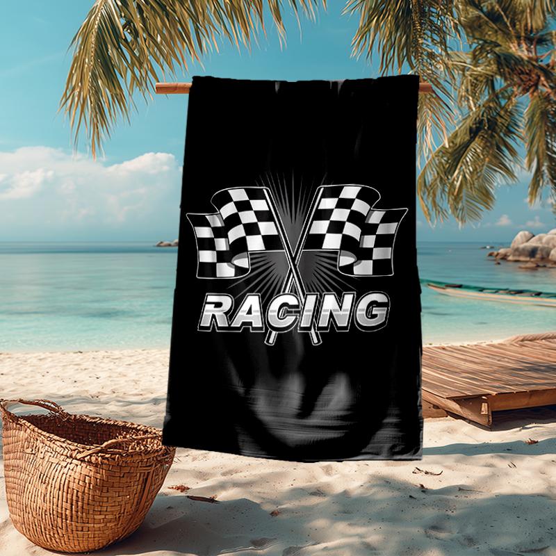 Ultrazachte Strandhanddoek met Racethema, Ideaal voor Zwembad - Kamperen, Duiken - Perfect Reis Essentieel, Levendige Strandhanddoek.