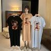 Summer T-shirt Dress Loose Plus Size Slimming Short Sleeve Dress Women's Split Long Dress