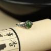 Adjustable Flower Ring Women Men Vintage Ethnic Style Red Agate Jade Oval Floral Statement