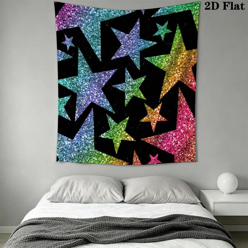 Colorful Pentagram Wall Tapestry Aesthetic Wall Hanging Printed Fabric Blanket Decorative Tapestries for Bedroom Living Room Home Decor