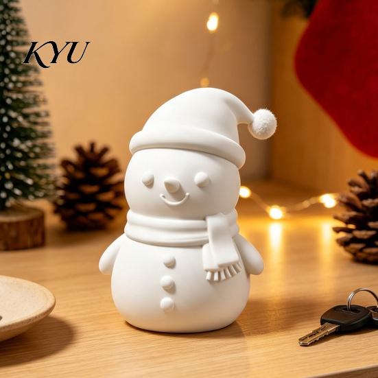DIY Schilderen Sneeuwpop Figuurtjes 3D Geprint Figuurtje, Klein Tafelblad Beeldje met Cadeau voor Kerstmuts/Stropdas, Decoratief Feestelijk Ornament