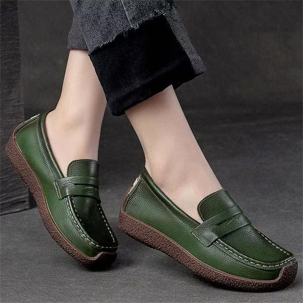 Mocassins de conduite plats en cuir vintage pour femmes