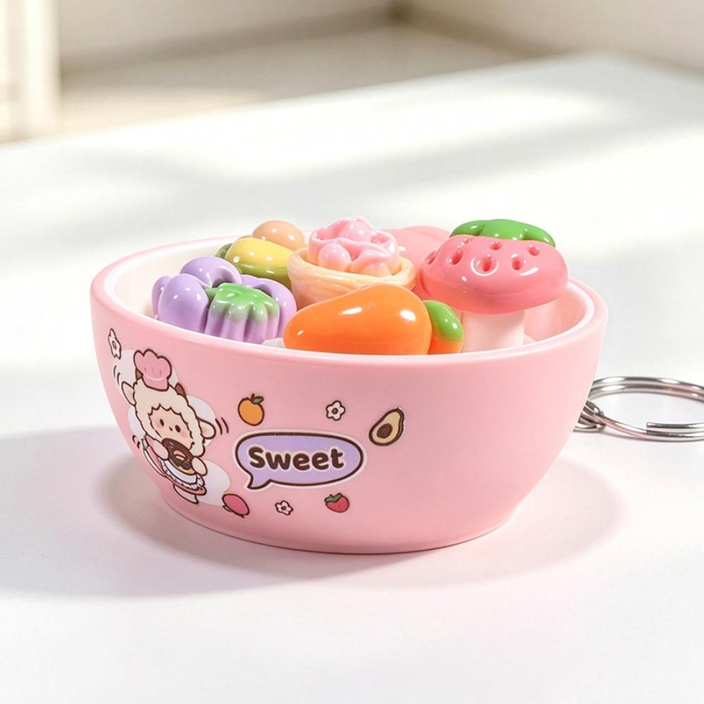 Simulation Food Clicking Pressure Relief Toy Cute Cat Series Button Press Click Keyring Office Use