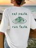 Mangez des pâtes Courez plus vite T-shirt Graphique Drôle Décontracté T-shirts Oversize Unisexes Tshirt Unisexe Feuille Col Rond Manches Courtes T-shirt