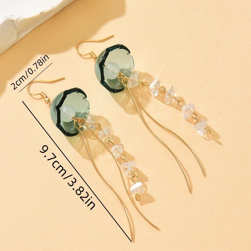 Colorful Jellyfish Drop Earrings For Women Ocean Animal Dangle Wavy Tentacle Summer Beach Jewelry Gift
