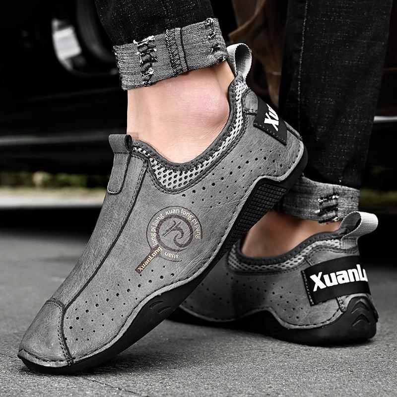 Fashion New Arrival Mens Summer Loafers Casual Leather Man Slip-on Flats Versatile Male Treking Footwear Non-Slip Hiking Shoes Moccasins