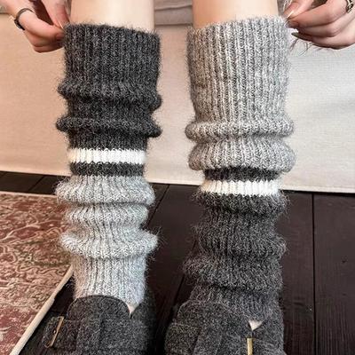 Amerikanische mehrfarbige gestrickte Beinwärmer Winter warm verdickte Socken Mode Harajuku Kaschmir Strumpfwaren Damen Beinabdeckungen Strümpfe