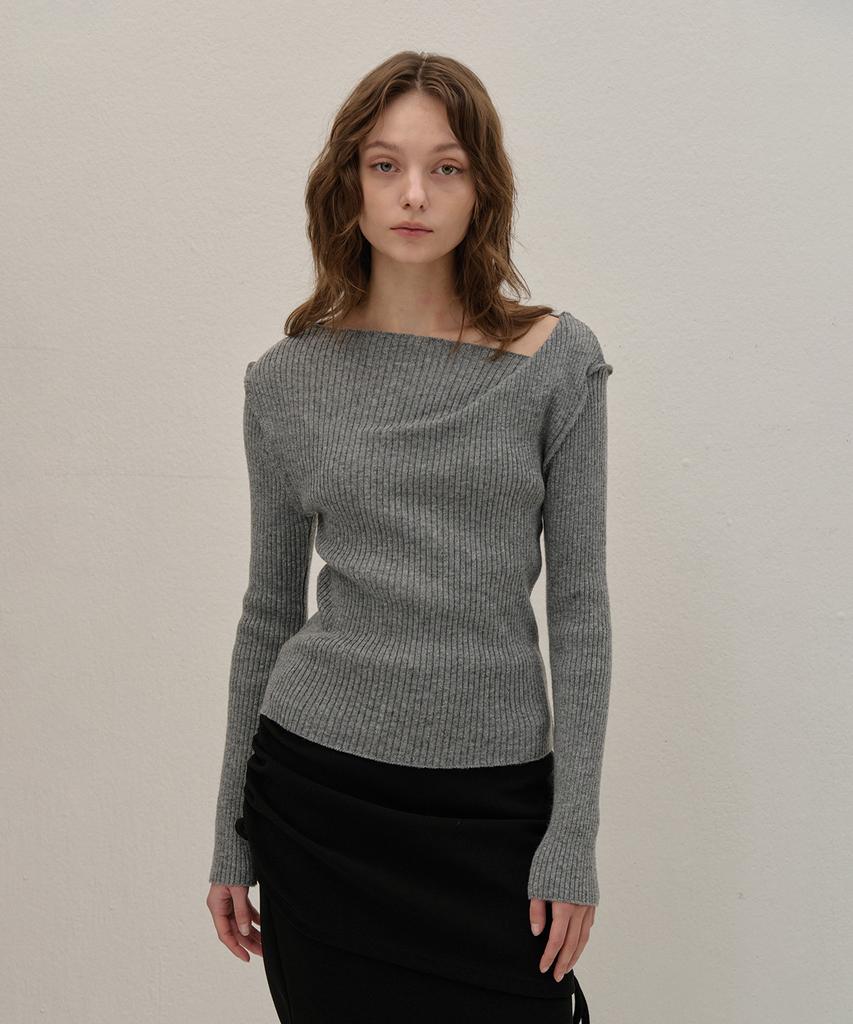 Kamino Off-Shoulder Knit Gray
