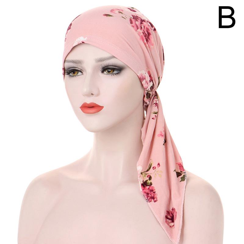 1PC Muslim Hut Frauen Turban Blumen Druck Chemotherapie Kappe Kopf Wrap Frauen Zubehör