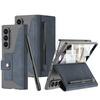 Samsung Fold6 Handyhülle Flip Lederhülle Kartenfach Stifthalter Zfold7 Hülle Folie Integrierte Sturzschutzhülle