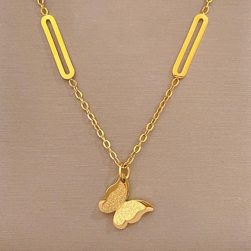 Kalter Wind Schmetterling Persönlichkeit Minimalistisch Windofen Echte Gold Halskette Damen Schlüsselbeinkette