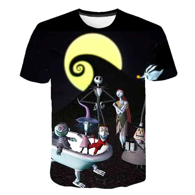 Halloween Skull Pattern Women's T-shirt Harajuku Tees Women's Hip Hop T-shirt European and American Street Wear Short Sleeve Loose Soft Top