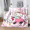 1pc Hello Kitty's Pink Adventure Soft Throw Blanket, Decorative Blanket, Living Room, Travel, Camping, Car Blankets, Beach, Office Naps, Perfect Gift