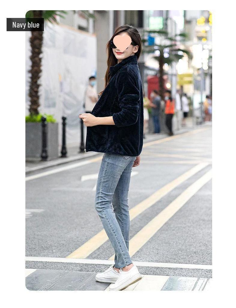 Women's Double-Sided Coral Fleece Hoodie Coat - Thick Warm Jacket for Autumn/Winter