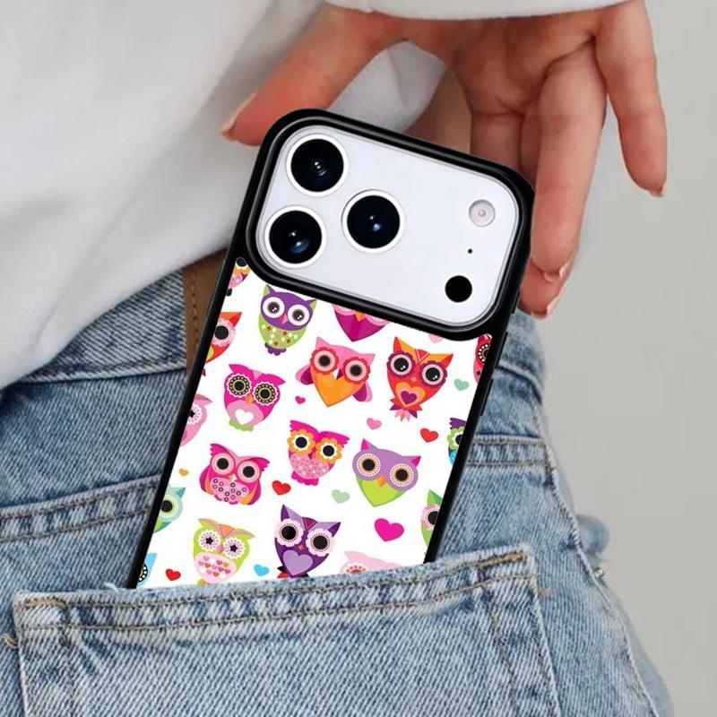 Cartoon Owl Collage soft Phone Case for iPhone 16e 15 14 13 12 17 Pro Max Plus Air 17pro Cover Coque