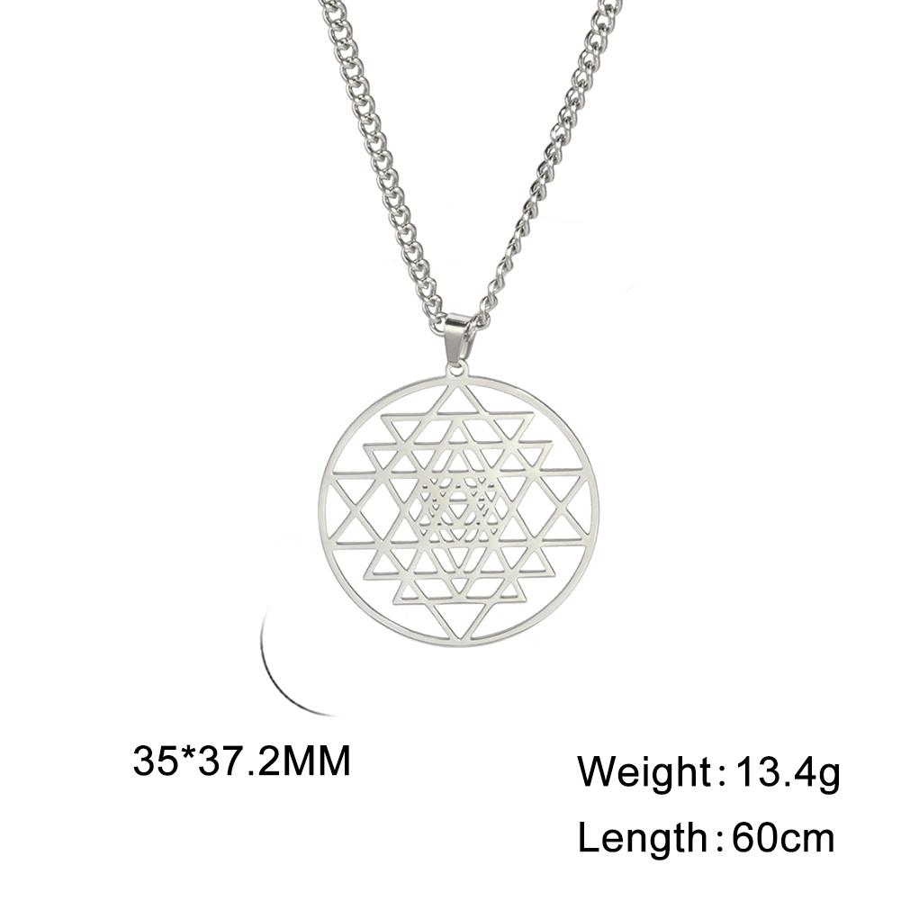 Lucktune Buddhism Sri Yantra Symbol Pendant Necklace Stainless Steel Hindu Chakra Amulet Necklace for Men Vintage Jewelry Gift