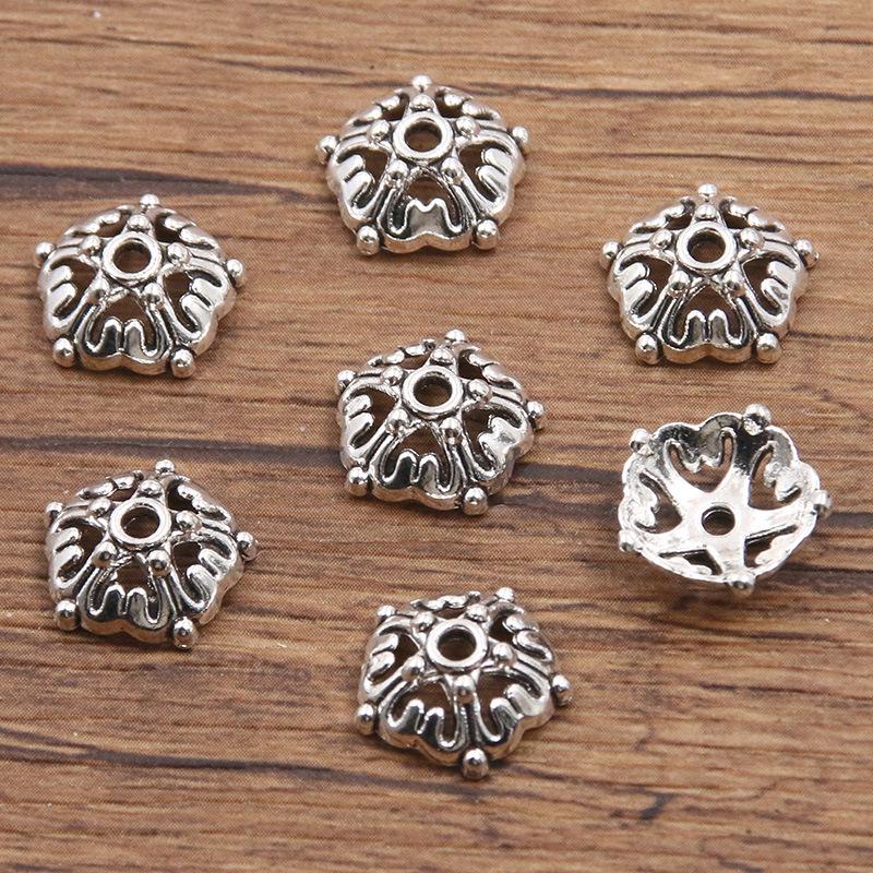 Antique Silver Flower Spacer Beads: Multi-Style, Hollow Design for DIY Bracelets & Necklaces