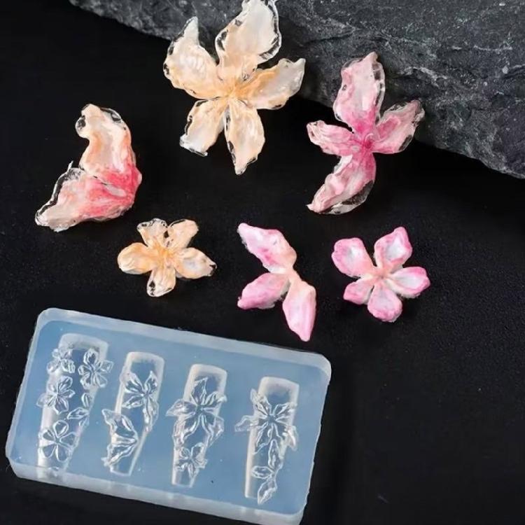 3Pieces Nails Art Silicone Mold Flower Shape Flexible Manicure Training Tool Professional Supplies for Various Occasion