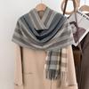 Popular couple black and white plaid scarf women's winter versatile imitation cashmere plaid scarf thickened to keep warm, windproof and cold