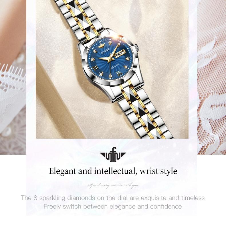 OUPINKE Watches Tungsten Steel Diamond-inlaid Waterproof Automatic Mechanical Watch Women Watch Women