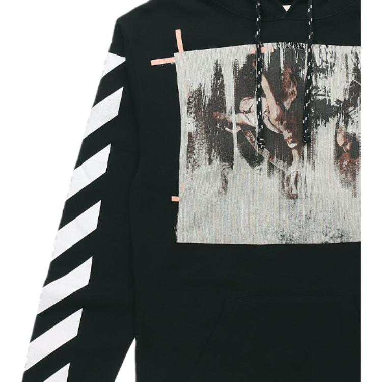 Off-White Rozpúšťací olejový náter Náboženský pruhovaný mikina Pánska mikina Čierna OMBB001F150030031088