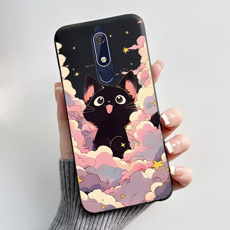 Etui Na Nokia 5.1 6.1 Estetyczne Luksusowe Urocze Fajne Chłopcy Dziewczyny Miękki silikon Etui na Telefon Tylna Pokrywa Czarna Matowa Ochronna Obudowa