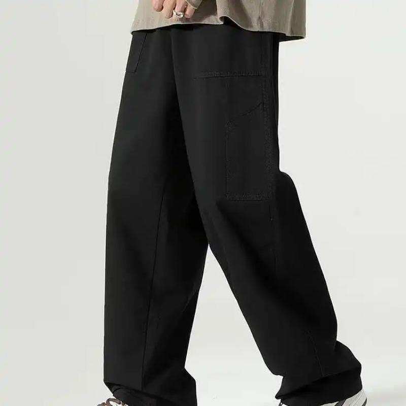 Heren Casual Streetwear Losse Rechte Broek Zijzakken Effen Kleur Kaki Broek