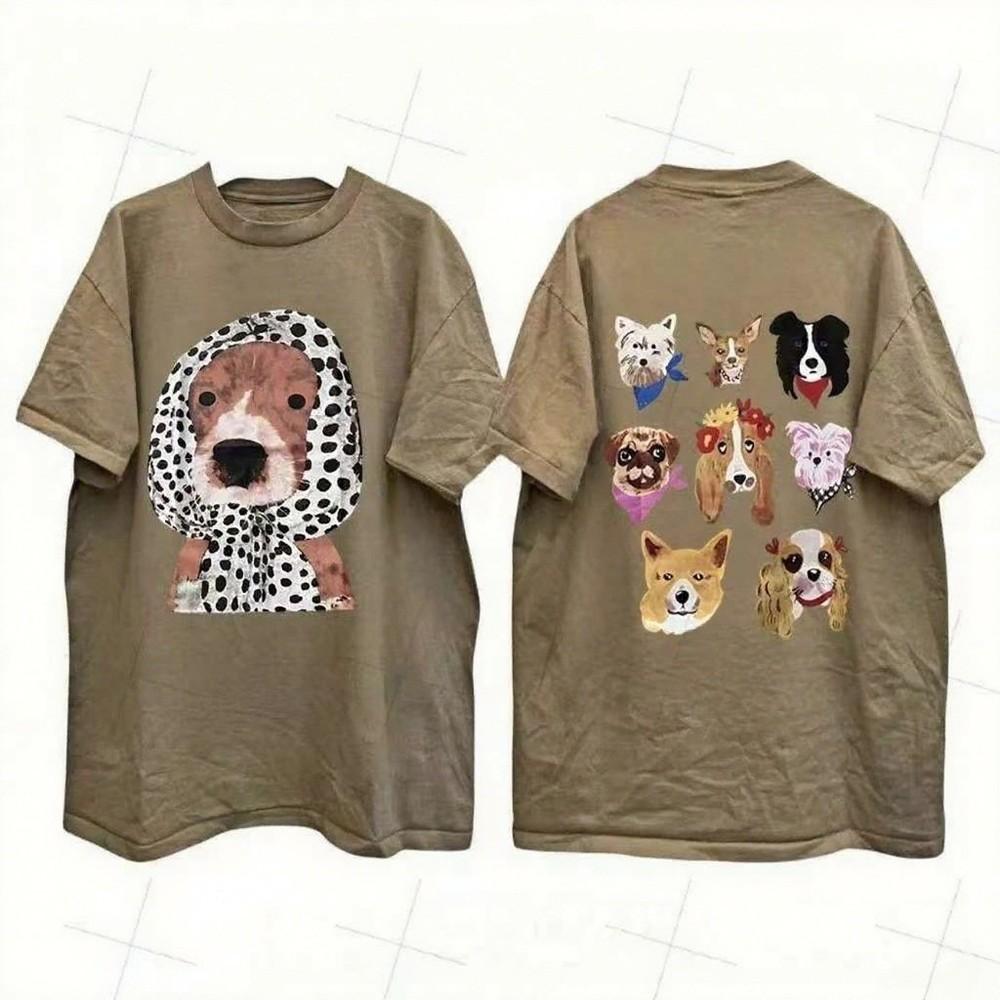 Retro Dog Illustrations Cartoon Unisex T-Shirt (2-SIDED) S-5XL Unisex T-Shirt