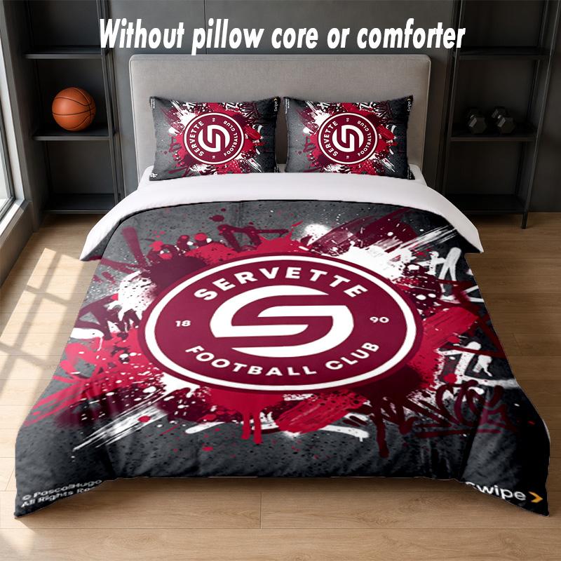 Servette FC Design Bed Bedding Set 1 Duvet Cover + 2 Pillowcases Soft Breathable Household Bed Linens