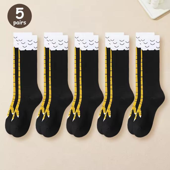 1/2/5 Paar Damen Kniehohe Socken Trendy Cartoon Lustige Hühnerkralle Socken Fitness Sport Lässig Schlanke Beine Lange Socken Damen