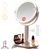 NOSAME LED Makeup Mirror, Actress Mirror, Tabletop, Double-Sided, 1x/10x Magnification, 64 LEDs, 3 Color Dimming, 360 Degree Rotation, Storage Base In