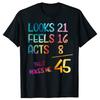 Cadeau d'anniversaire amusant 45 ans 45e anniversaire Né en 1980 T-shirt Style unisexe Chemises pour femmes Hommes Vêtements Streetwear Y2k