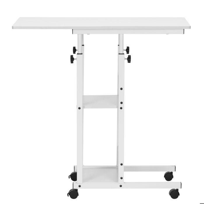 Mobile Desk - SPRINGOS - Laptop Table - Adjustable Height 76-86 Cm - White - Modern Design