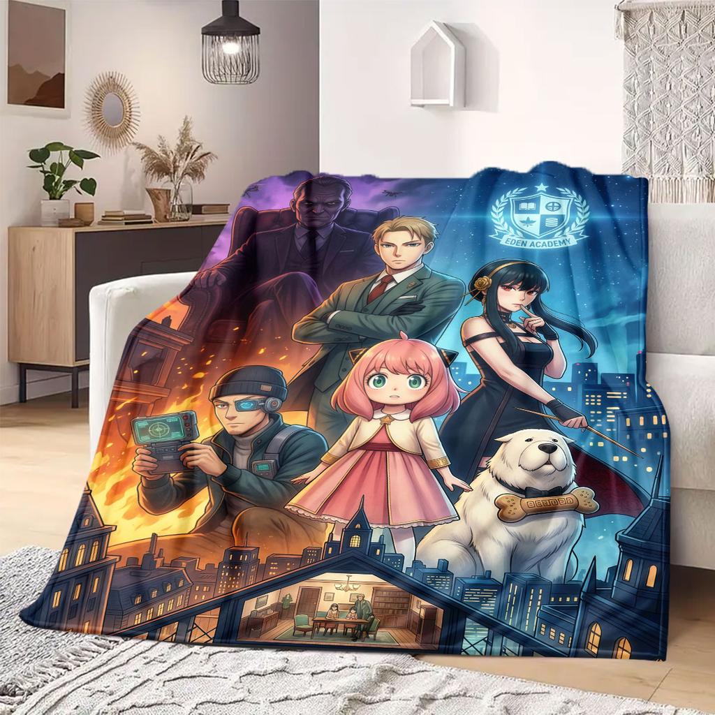 Spy x Family Schöne Cartoon Flanelldecke, Bedruckte Dekorative Decke, Warm und Weich für Schlafzimmer, Sofa Outdoor_LIAN