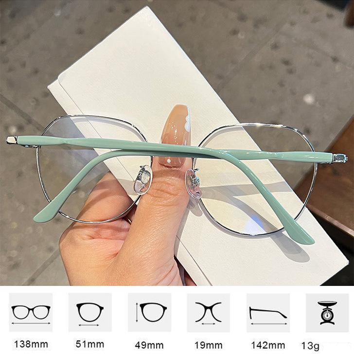 Polygonale Brille für Damen, modisch, bequem, aus Metall, mit großem Rahmen