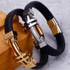 11MM Braided Leather Man Bracelet For Men Gold Color Stainless Steel Men's Charm Cross Bracelets Handmade Hand Bands Jewellery