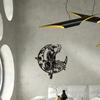 Adornos de metal artesanales - Colgante para porche con escena de Halloween | Decoración de luna y bruja de hierro forjado para el hogar festivo