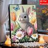 DIY Rabbits and Flowers Pearl Diamond Art Kits Without Frame 30x40cm Gem Art Diamond Painting Kits for Adults/Beginners Gift Idea Home Wall Decor