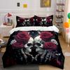 Skulls with Roses and Butterflies Bedding Duvet Cover Set  (1*Duvet Cover 2*Pillowcases, Without Duvet Insert)