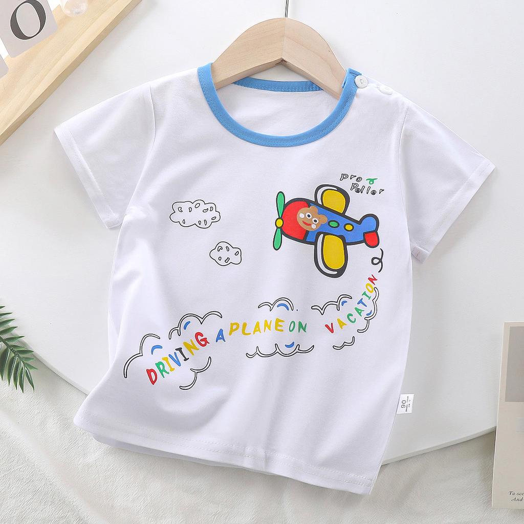 Tricou pentru copii cu mânecă scurtă din bumbac pur, vară nouă pentru bărbați, tricou pentru bebeluși, cu mânecă scurtă, versiune coreeană, cu un singur top, îmbrăcăminte pentru copii