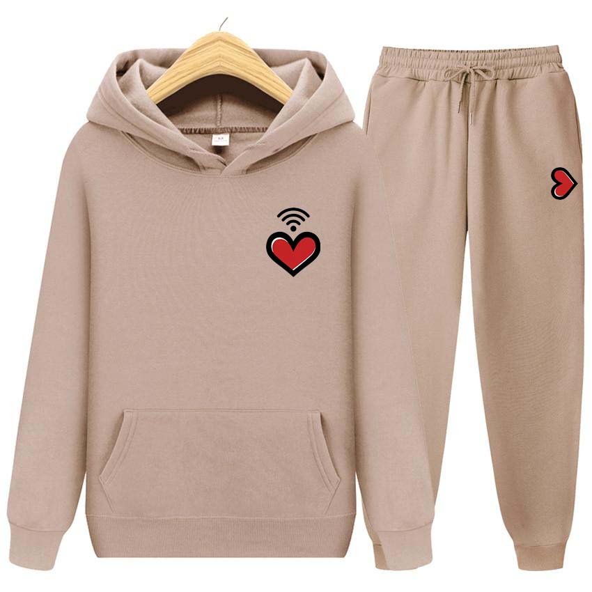 Män Dam Luvtröjor Koreanska Love Luvtröjor Set Män Dam Hjärttryck Sweatshirt Streetwear Sport Kostym Lösa toppar
